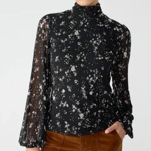 Sanctuary Night Dream Mesh Turtleneck Top in Dark Oak Size S